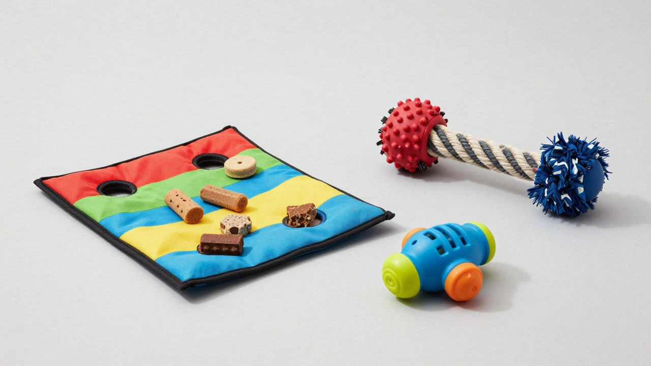 Набор развивающих игрушек для собак: нюхательный коврик, резиновая кость, канат и пазл