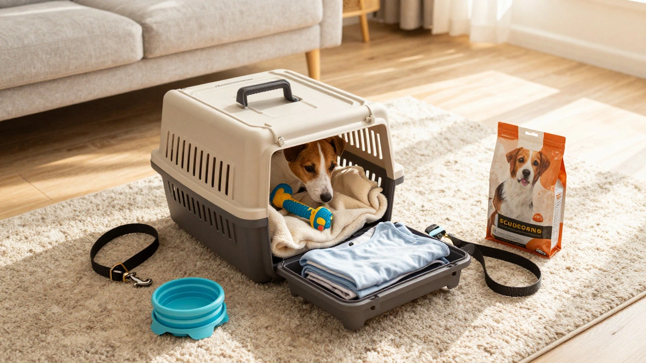 Подготовка собаки к дороге: переноска с любимыми игрушками и вещами