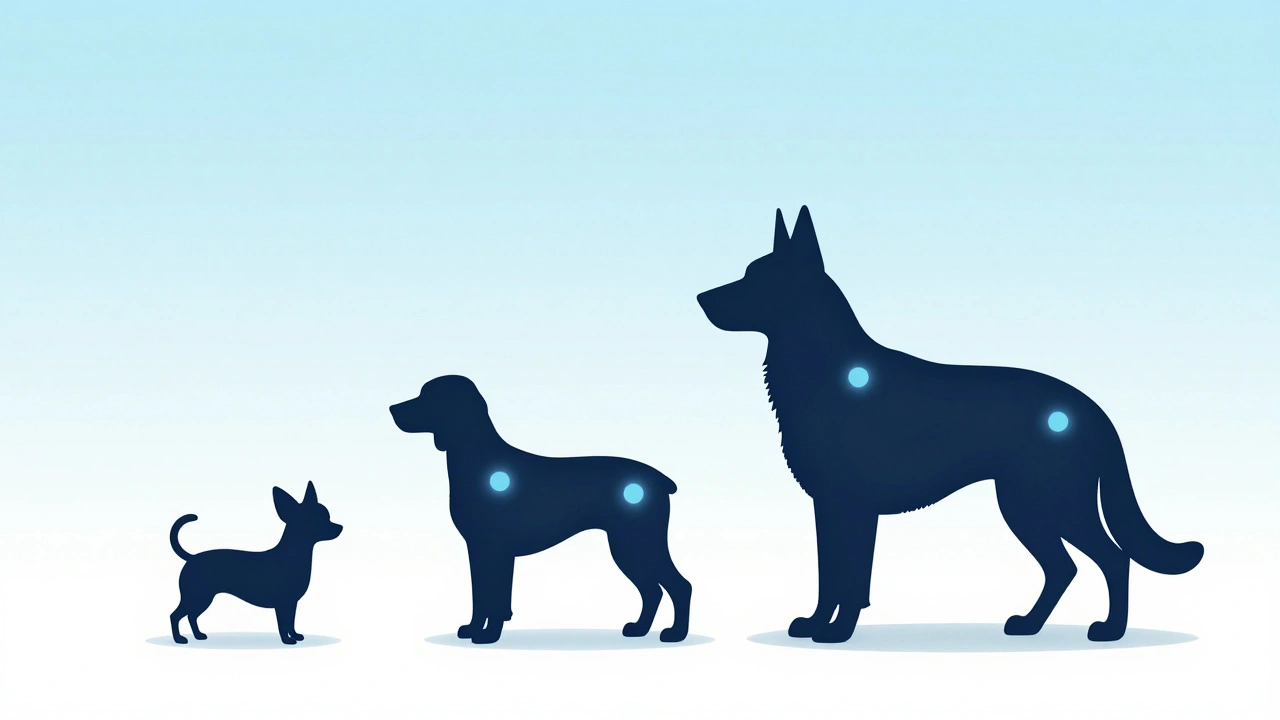 Силуэты собак разных пород, представляющие особенности беременности