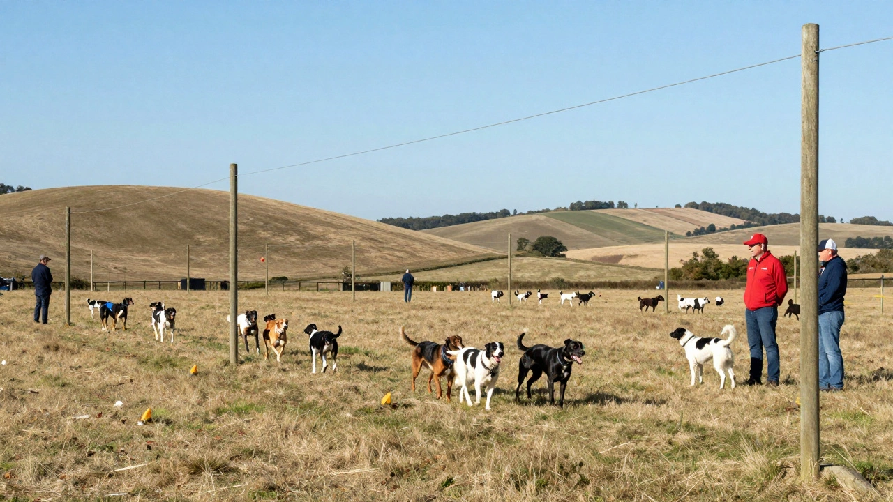 Вид трассы для курсинга с блоками и проводами на холме