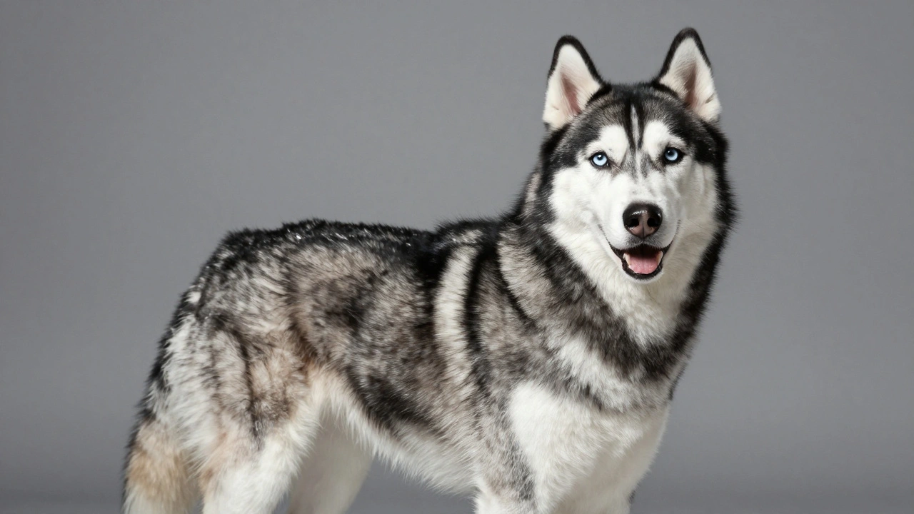 Здоровый хаски с блестящей шерстью и здоровой кожей