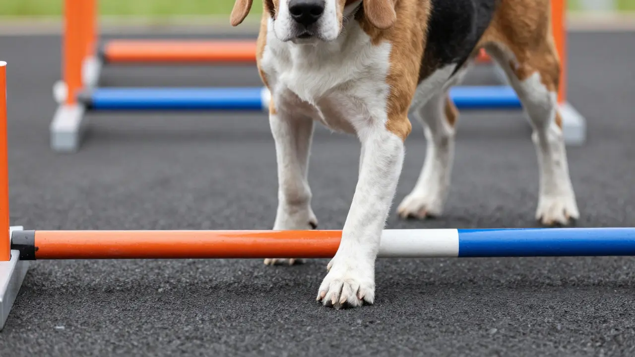 Dog paws landing softly on a rubber agility mat